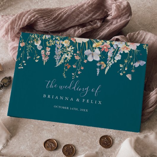 Zomer Multicolor Wildflower Green Wedding Gastenboek