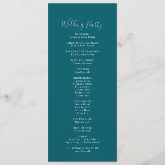 Zomer Multicolor Wildflower Green Wedding Programm Programmakaart (Achterkant)