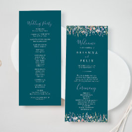 Zomer Multicolor Wildflower Green Wedding Programm Programmakaart