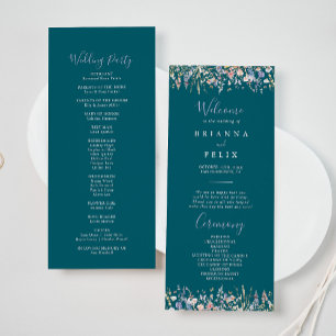 Zomer Multicolor Wildflower Green Wedding Programm Programmakaart