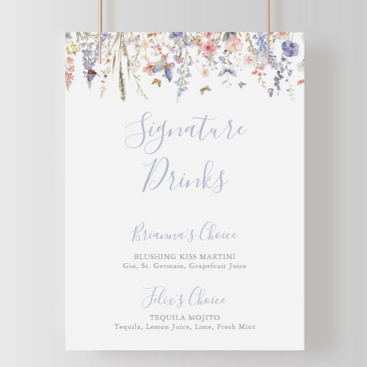 Zomer Multicolor Wildflower Signature Drinken Sign Poster