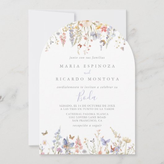 Zomer Multicolor Wildflower Spaanse bruiloft Kaart (Voorkant)