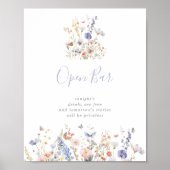 Zomer Multicolor Wildflower Wedding Open Bar Teken Poster (Voorkant)