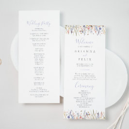 Zomer Multicolor Wildflower Wedding Programma Programmakaart