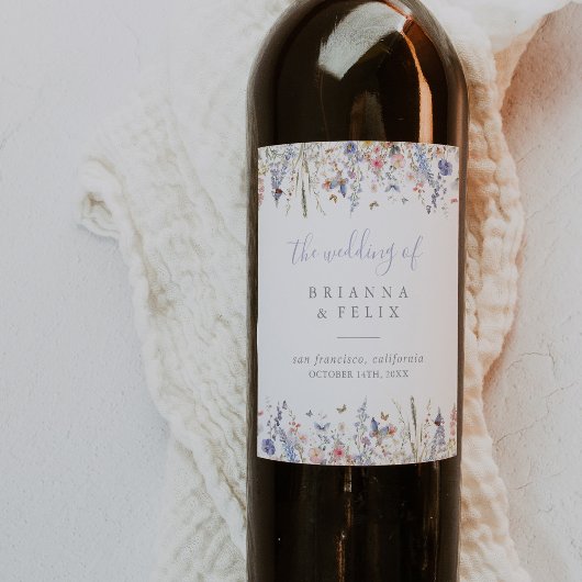 Zomer Multicolor Wildflower Wedding Wijn Labels Etiket