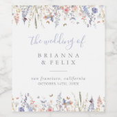Zomer Multicolor Wildflower Wedding Wijn Labels Etiket (Enkel label)