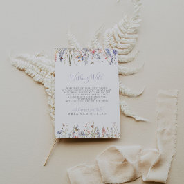 Zomer Multicolor Wildflower Wedding Wishing Well Informatiekaartje
