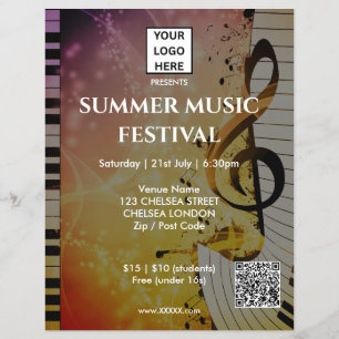Zomer Muziekfestival QR-code en Logo Flyer