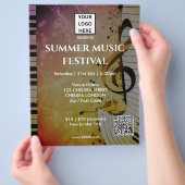 Zomer Muziekfestival QR-code en Logo Flyer (Hand)