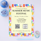 Zomer Muziekfestival QR-code en Logo Flyer (Enkel)