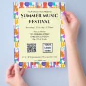 Zomer Muziekfestival QR-code en Logo Flyer (Hand)