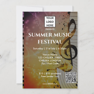 Zomer Muziekfestival QR-code en Logo Kaart