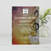 Zomer Muziekfestival QR-code en Logo Kaart (Staand voorkant)