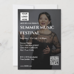 Zomer Muziekfestival QR-code en Logo Kaart