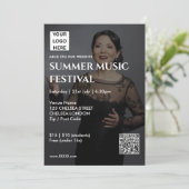 Zomer Muziekfestival QR-code en Logo Kaart (Staand voorkant)