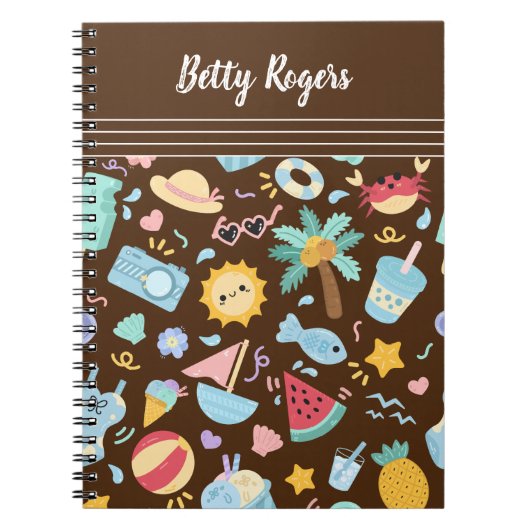 Zomer naadloze patroon achtergrond notitieboek (Voorkant)