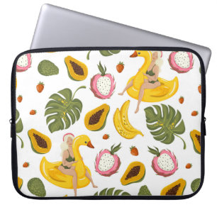 Zomer naadloze patroonachtergrond met exotische bu laptop sleeve