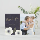 Zomer Nacht Bloemen Bruiloft Dank u Kaart (Staand voorkant)