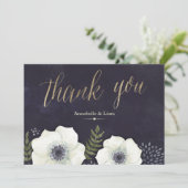 Zomer Nacht Bloemen Bruiloft Dank u Kaart (Staand voorkant)
