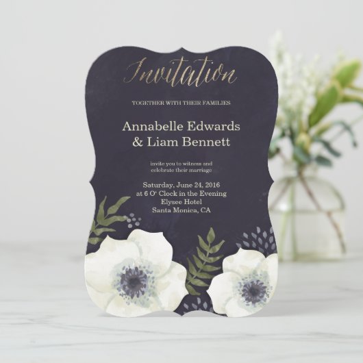 Zomer Nacht Bloemen Bruiloft Uitnodiging vorm (Staand voorkant)