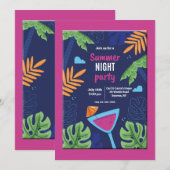 Zomer Nacht Party Uitnodiging (Voorkant / Achterkant)
