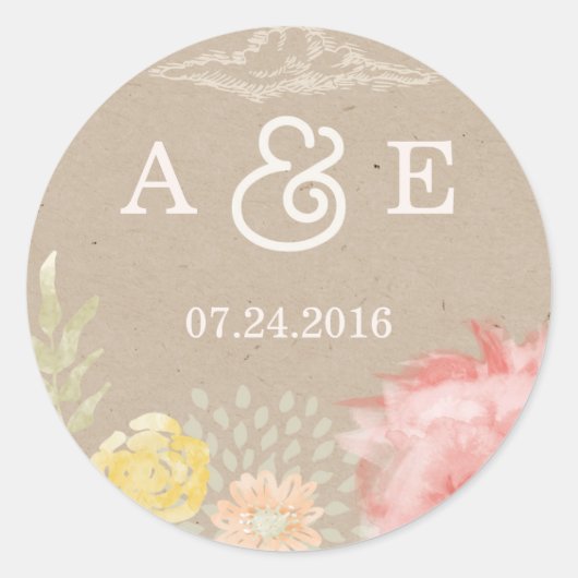 Zomer Nachtbloemen Bruiloft Sticker (Voorkant)