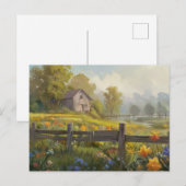 Zomer Natuur Huis Briefkaart Waterverf (Voorkant / Achterkant)