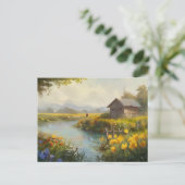 Zomer Natuur Huis Briefkaart Waterverf (Staand voorkant)