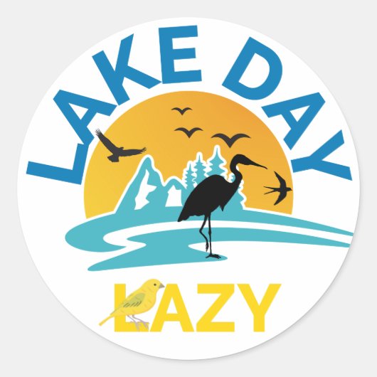Zomer Natuur "Lake Day Lazy" Outdoor Vibes Design Ronde Sticker (Voorkant)