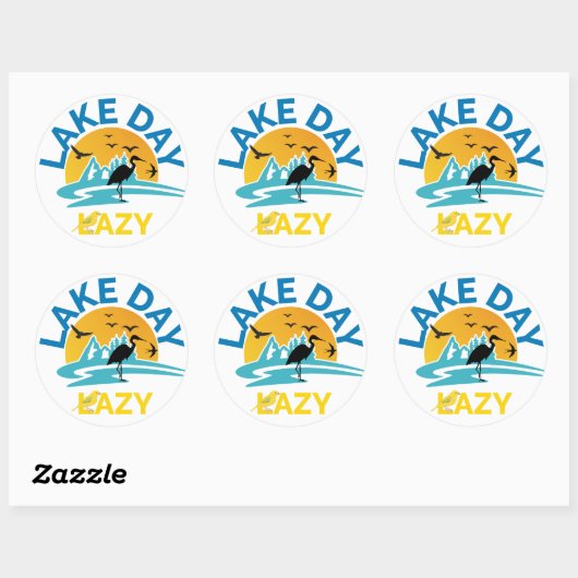 Zomer Natuur "Lake Day Lazy" Outdoor Vibes Design Ronde Sticker (Vel)