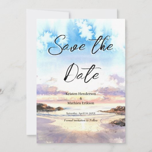 Zomer Natuur Strand Bruiloft Save The Date (Voorkant)