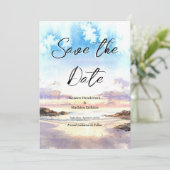 Zomer Natuur Strand Bruiloft Save The Date (Staand voorkant)