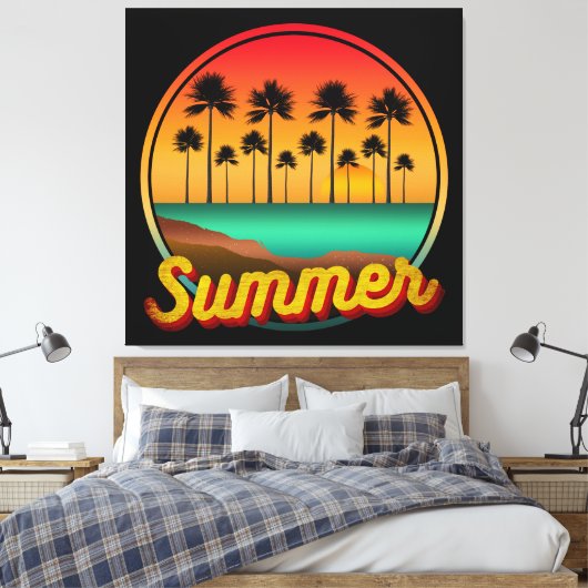 Zomer natuur zonsondergang canvas afdruk (Insitu (Slaapkamer))
