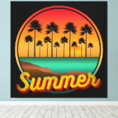 Zomer natuur zonsondergang canvas afdruk (Insitu (Houten vloer))