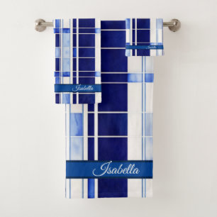 Zomer Navy Blue Boat Modern Stripes Collectie Bad Handdoek