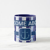 Zomer Navy Blue Boat Modern Stripes Collectie Mok (Midden)