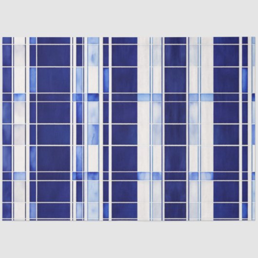 Zomer Navy Blue Boat Modern Stripes Collectie Tissuepapier (Voorkant)