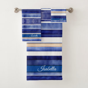 Zomer Navy Blue Modern Boat Stripes Collectie Bad Handdoek