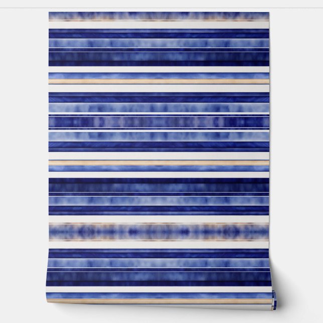 Zomer Navy Blue Modern Boat Stripes Collectie Behang (Afrollen)