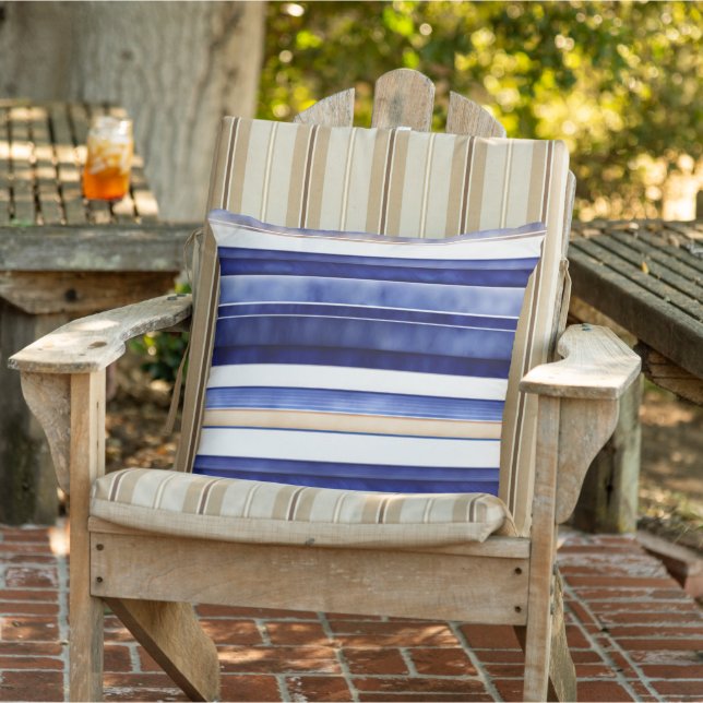 Zomer Navy Blue Modern Boat Stripes Collectie Buitenkussen (Stoel)