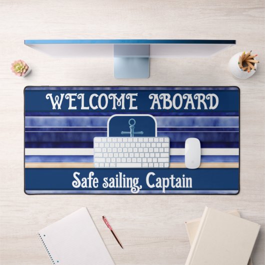 Zomer Navy Blue Modern Boat Stripes Collectie Bureaumat (Kantoor 1)