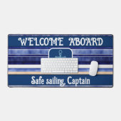 Zomer Navy Blue Modern Boat Stripes Collectie Bureaumat (Keyboard & Muis)