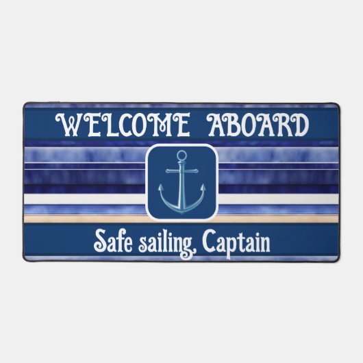 Zomer Navy Blue Modern Boat Stripes Collectie Bureaumat (Voorkant)