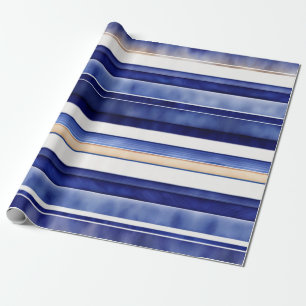 Zomer Navy Blue Modern Boat Stripes Collectie Cadeaupapier