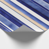 Zomer Navy Blue Modern Boat Stripes Collectie Cadeaupapier (Hoek)