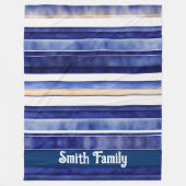 Zomer Navy Blue Modern Boat Stripes Collectie Fleece Deken (Voorkant)