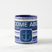 Zomer Navy Blue Modern Boat Stripes Collectie Mok (Midden)