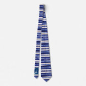 Zomer Navy Blue Modern Boat Stripes Collectie Stropdas (Achterkant)