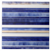 Zomer Navy Blue Modern Boat Stripes Collectie Tegeltje (Voorkant)