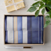 Zomer Navy Blue Modern Boat Stripes Collectie Tissuepapier (Geschenk)